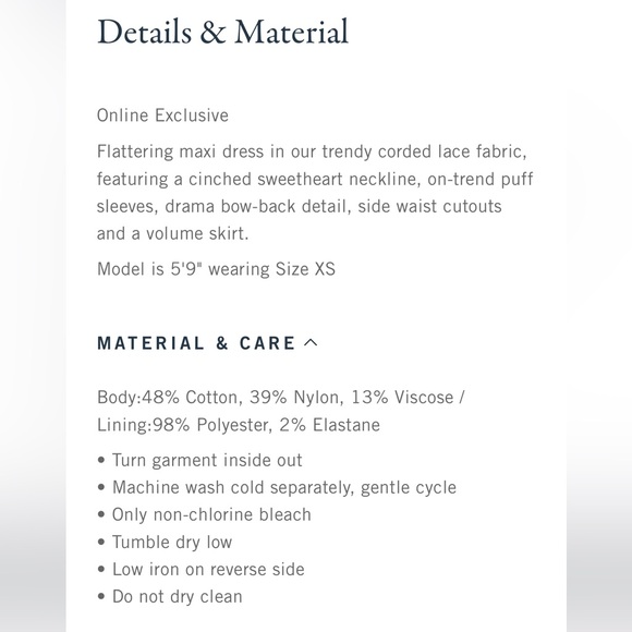 Abercrombie Lace Drama Puff Sleeve Cutout Maxi Dress L Petite - Picture 7 of 12